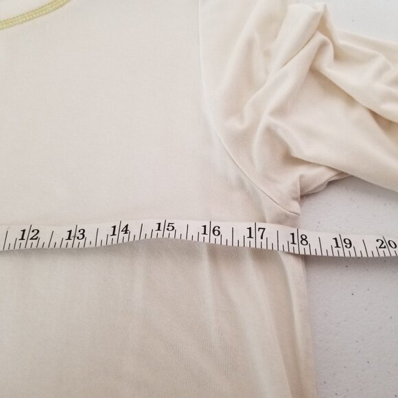 MATILDA Jane Small Ventriloquist Tunic Top Cream Green Roll Tab Sleeves Layered - Picture 7 of 11